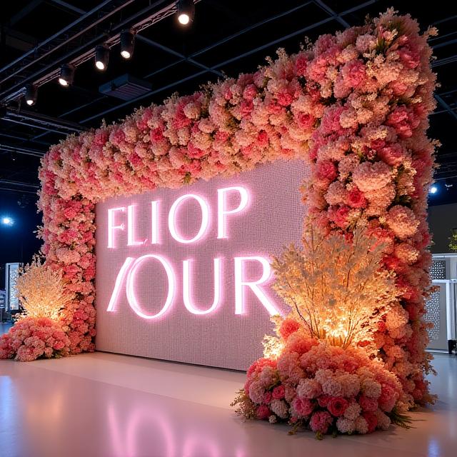 A large-scale floral installation for a corporate event.